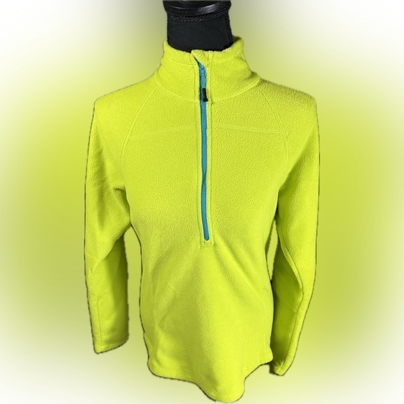 Eddie Bauer Tops - Eddie Bauer 1/4 Zip Pullover Fleece Lime Green Blue Women size Small